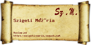 Szigeti Mária névjegykártya