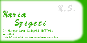 maria szigeti business card